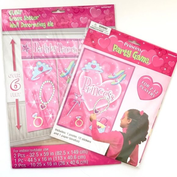Amscan Party Supplies Sparkling Pink Princess Birthday Party Lot